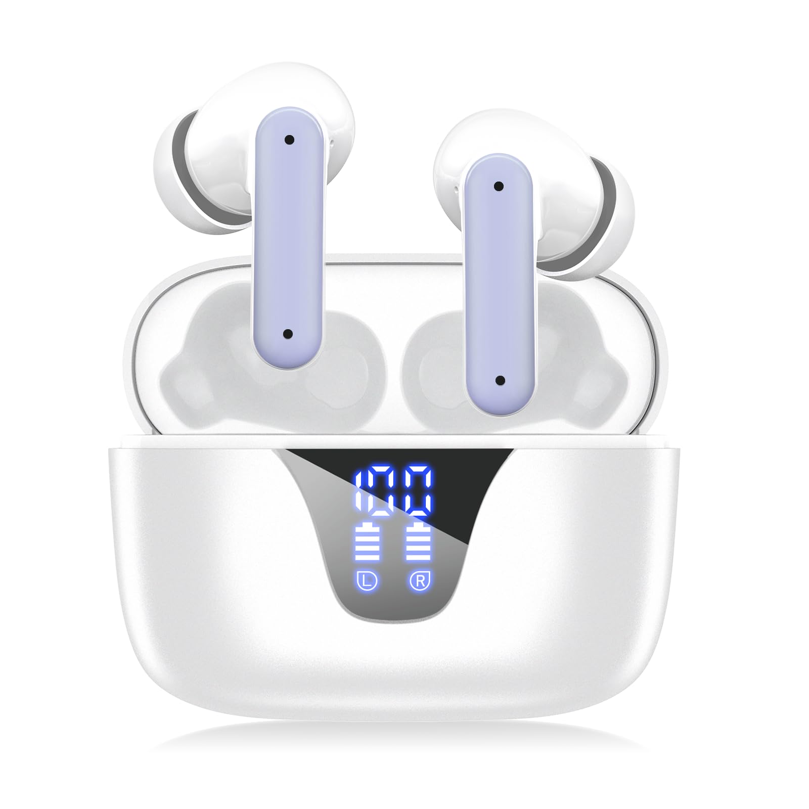 ZIUTY Wireless Earbuds, 2025 Bluetooth Headphones, 50hrs Stereo Deep Bass Ear Buds with Power Display Charging Case, buit in Mic, IPX5 Waterproof Headset for iPhone Andriod Phones