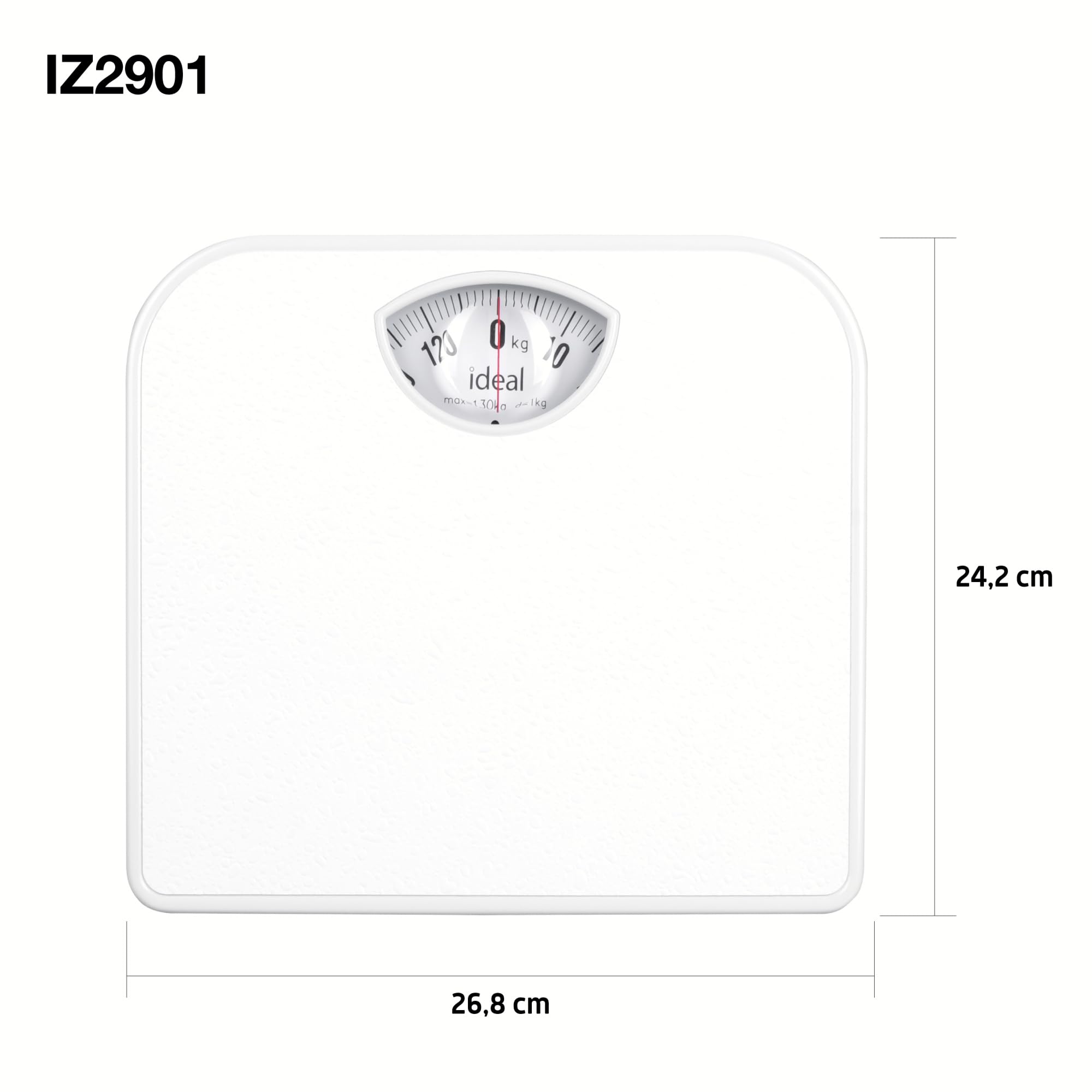 Báscula de baño analógica clásica MECÁNICA PARA 130 KG IZ9201 BLANCO