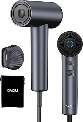 Secador de pelo iónico, secadora de alta velocidad, motor sin escobillas de 150,000 RPM, 500 millones de iones negativos, ultraligero y pequeño,
