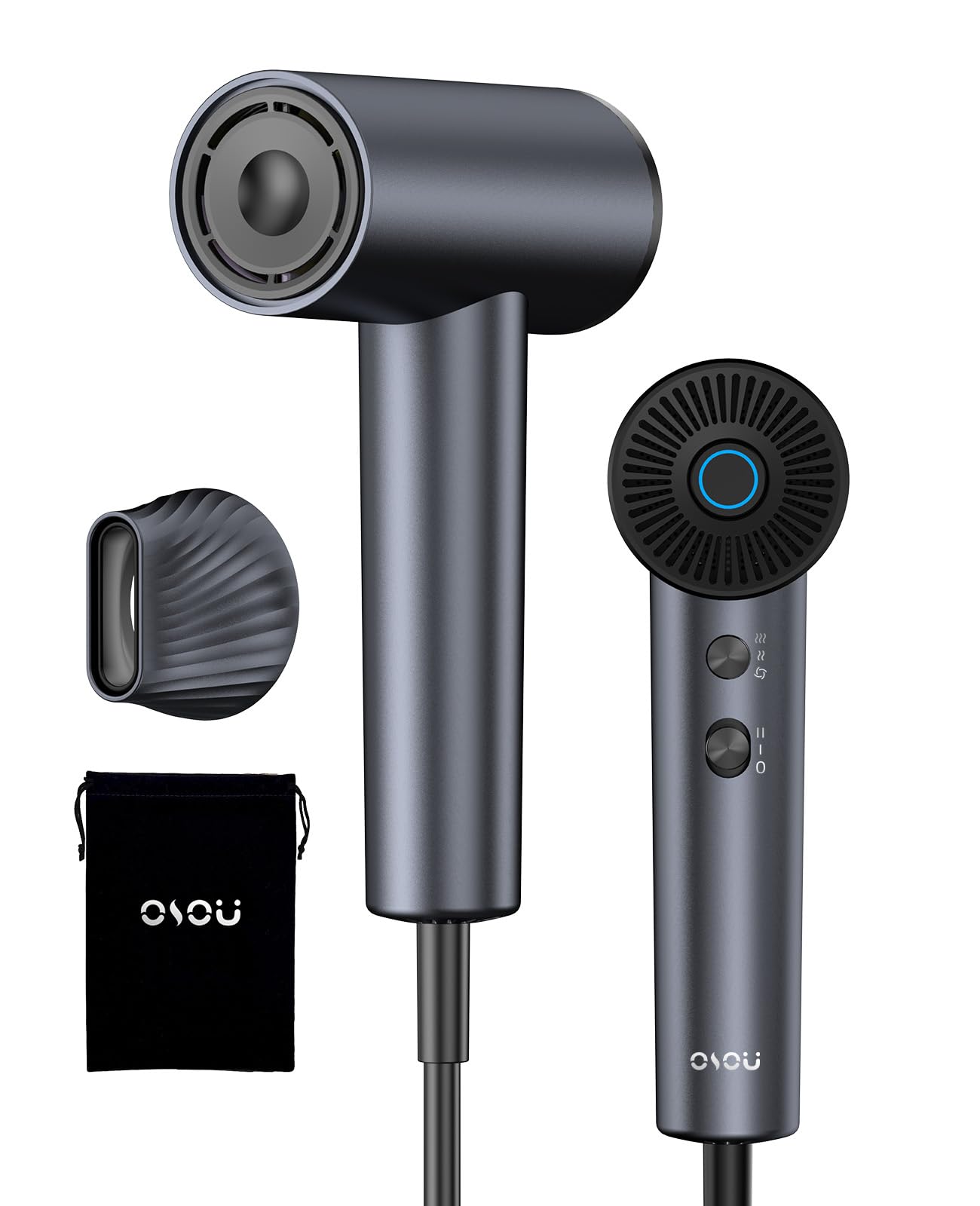 OSOU Ionic Hair Dryer, High-Speed Blow Dryer - 150,000 RPM Brushless Motor, 500 Million Negative Ions, Ultra-Light & Small, Smart Temp Control, Quiet