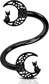 Helix Piercing Jewelry 16G Cartilage Earring Helix Earrings for Women and Men Twist Earrings Moon Cat Helix Piercing Cartilage Piercing Jewelry for Halloween Day
