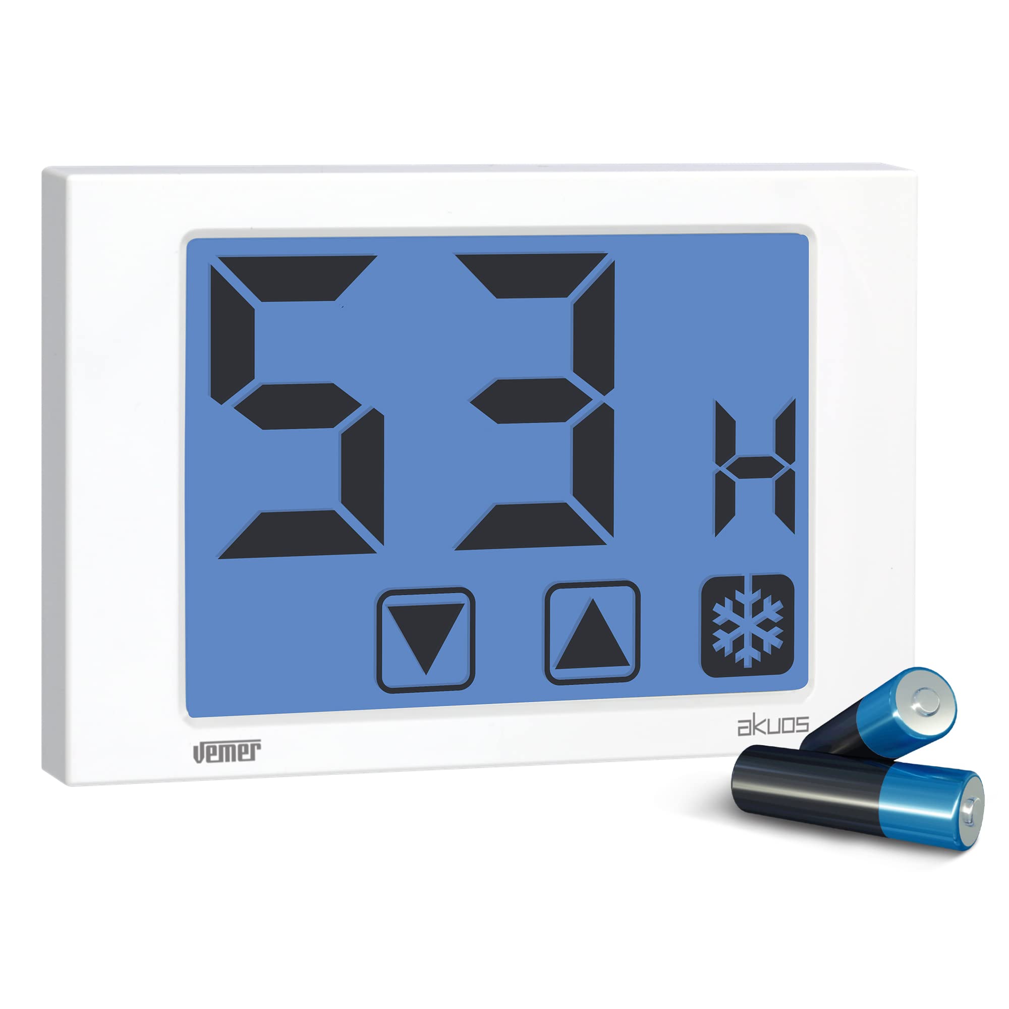 VEMER VE791200 AKUOS - Umidostato Igrostato Digitale Touch Screen da Parete, Alimentazione a Batterie, Bianco