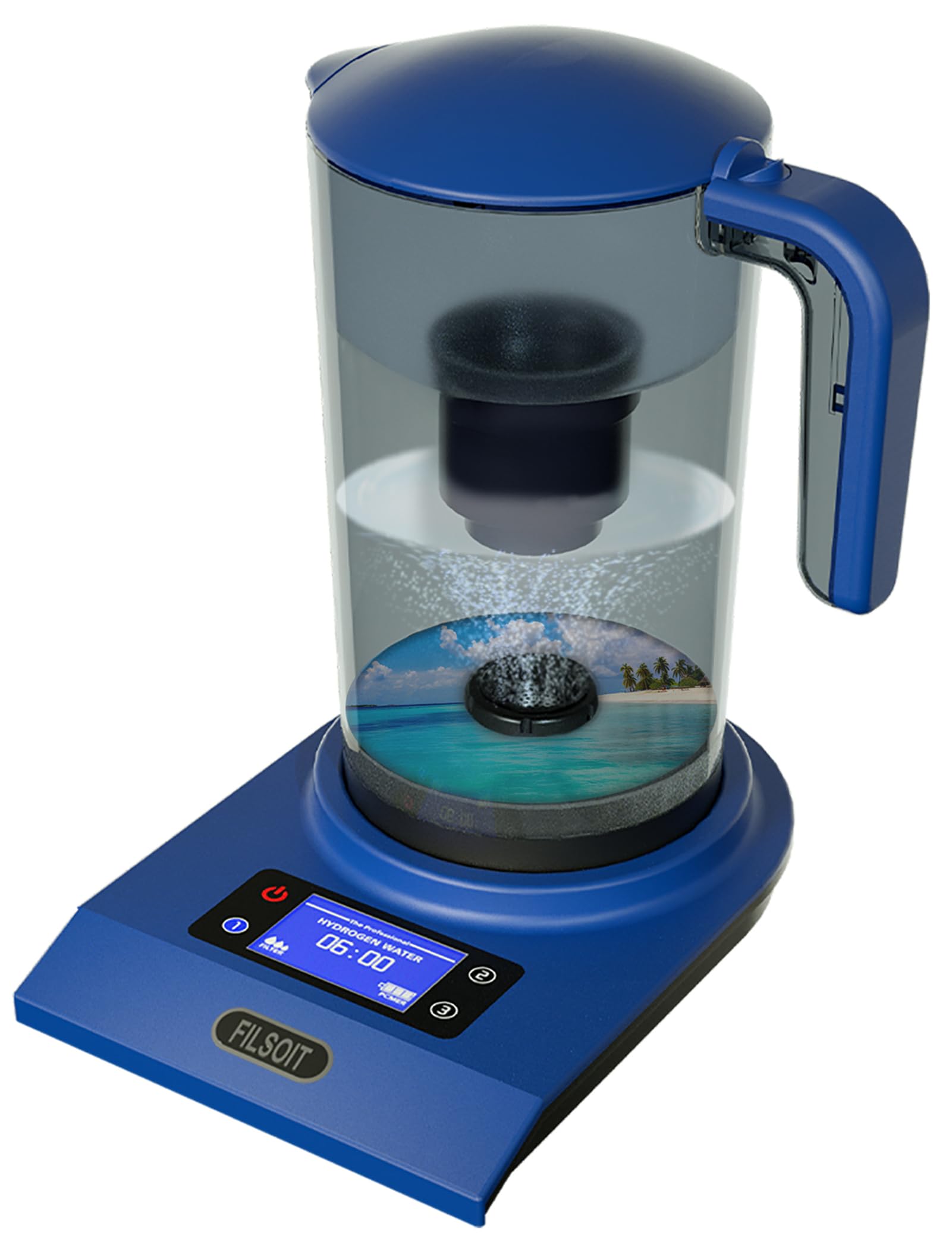 Hydrogen Water Bottle Ionizer Hydrogen Water Pitcher Generator Maker Machinewith SPE and PEM Technology(Dutch Blue)