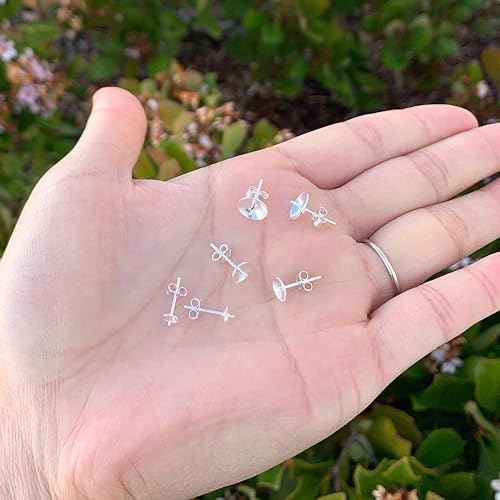 Miniatura 3 de Adabele 200pcs Pendientes Hipoalergénicos Pendientes de Latón Chapado en Plata 0.118 in Taza de Perla de Ajuste Pequeño con Espalda de Seguridad