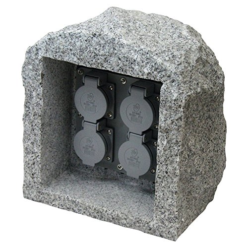 Preisvergleich Produktbild Heitronic Steinsteckdose 4-fach aus Echtstein Granit, rund