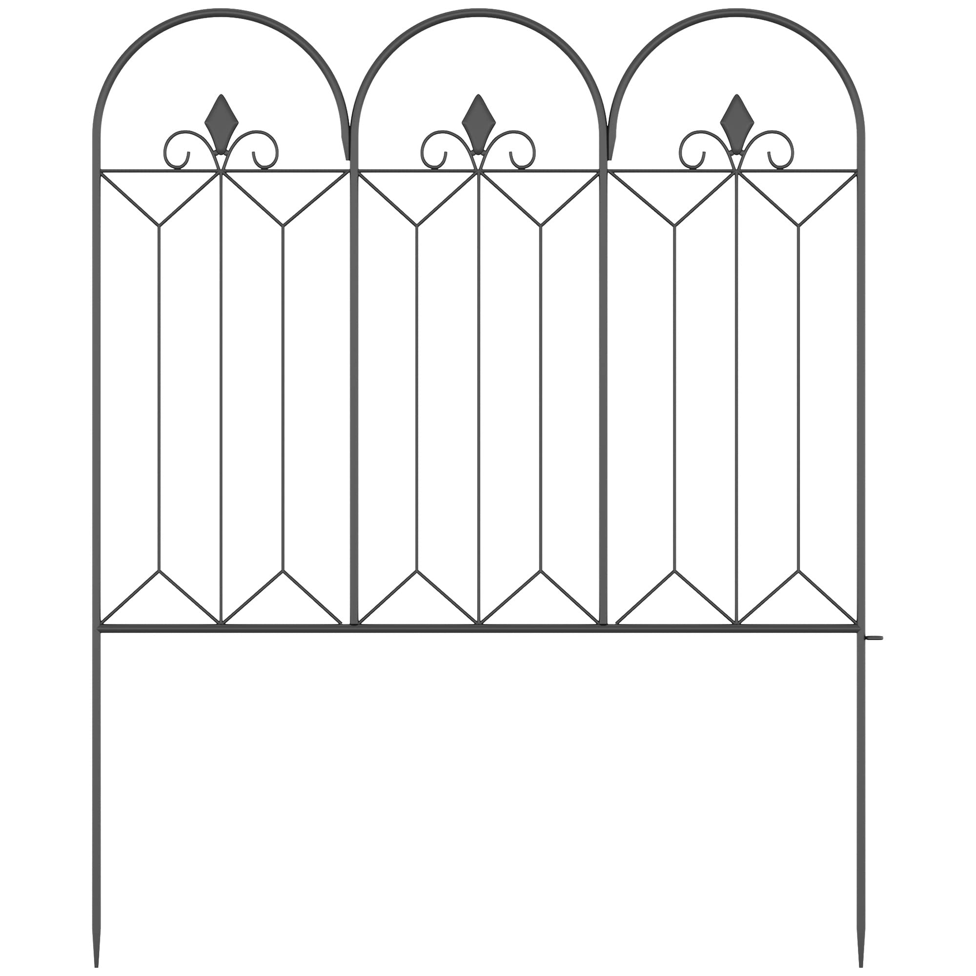 Outsunny Vallas de Jardín 305x79,5 cm Set de 5 Vallas Decorativas para Jardín de Metal Combinación Libre Barrera para Animales para Patio Césped Negro
