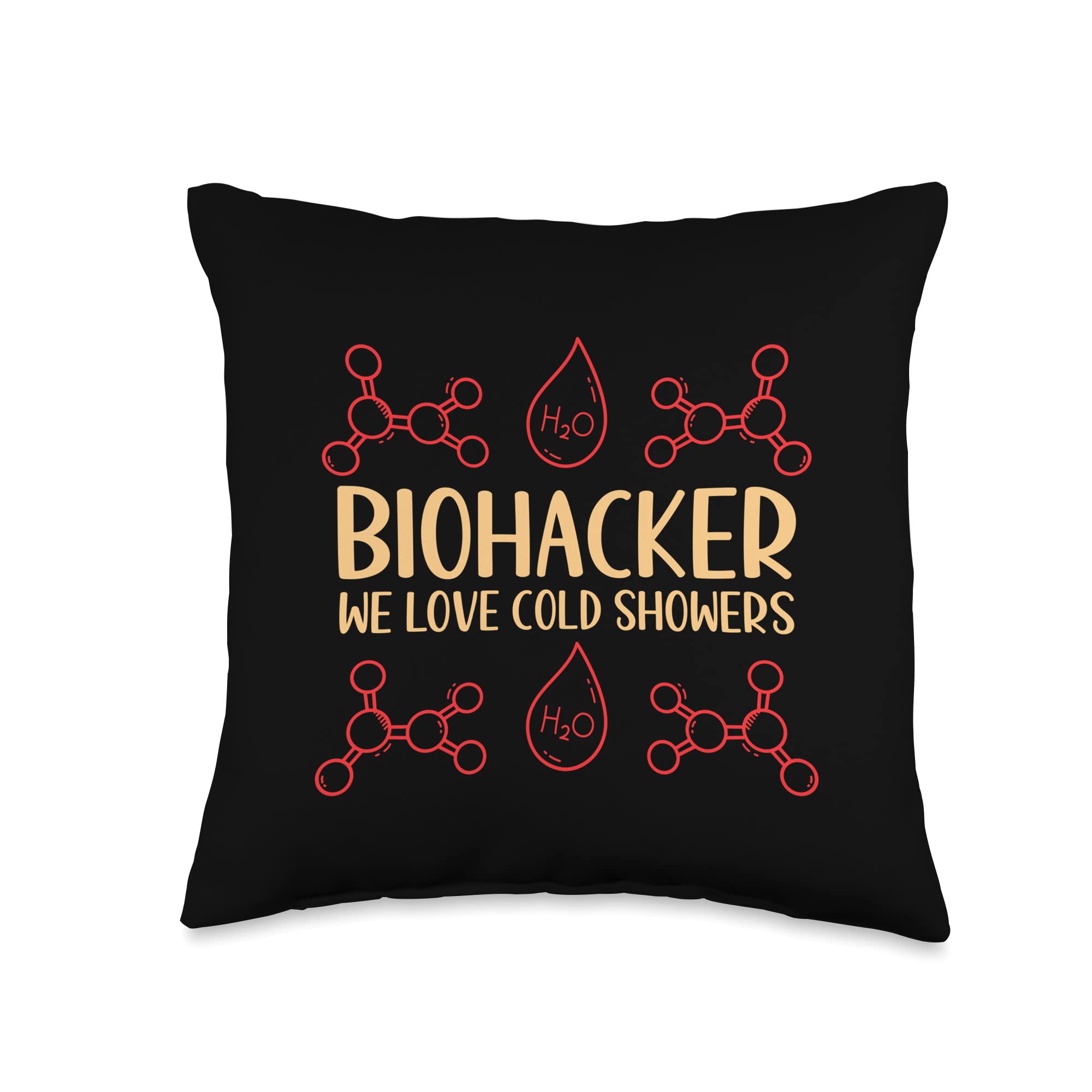Love Cold Showers Biohacking Medicine Throw Pillow, 16x16, Multicolor
