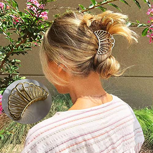 6 Pcs Large Gold Hair Clips For Women, Big Gold Claw Clips For Thick Hair, Strong Hold Metal Hair Clips For Thin Hair Non-Slip Metal Claw Clip Fashion Gold Hair Accessories #TOP6