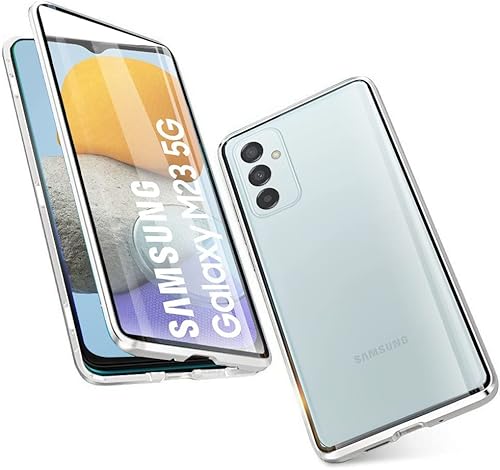 Coque pour amsung Galaxy M23 5G / M13 4G Adsorption Magnétique Étui Métal Cadre Antichoc Bumper Case Cover avec Dual Transparente Verre Trempé, 360 Degré Full Body Protection Housse Cover