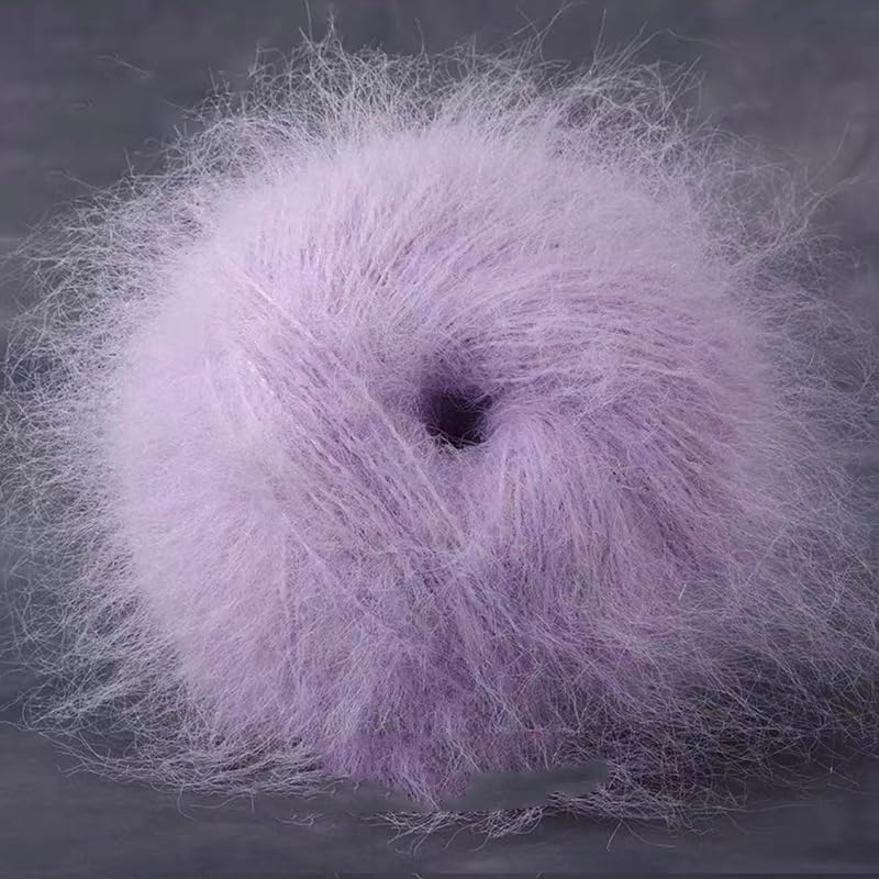 SYSUII 50g Mohairwolle Handstrickgarn zum Stricken & Häkeln Handstrickgarn Häkelgarn Strickgarn Weicher Wolle zum Häkeln Baumwollgarn für DIY Basteln Hüte Schal Pullover Decke Kissen -Lila