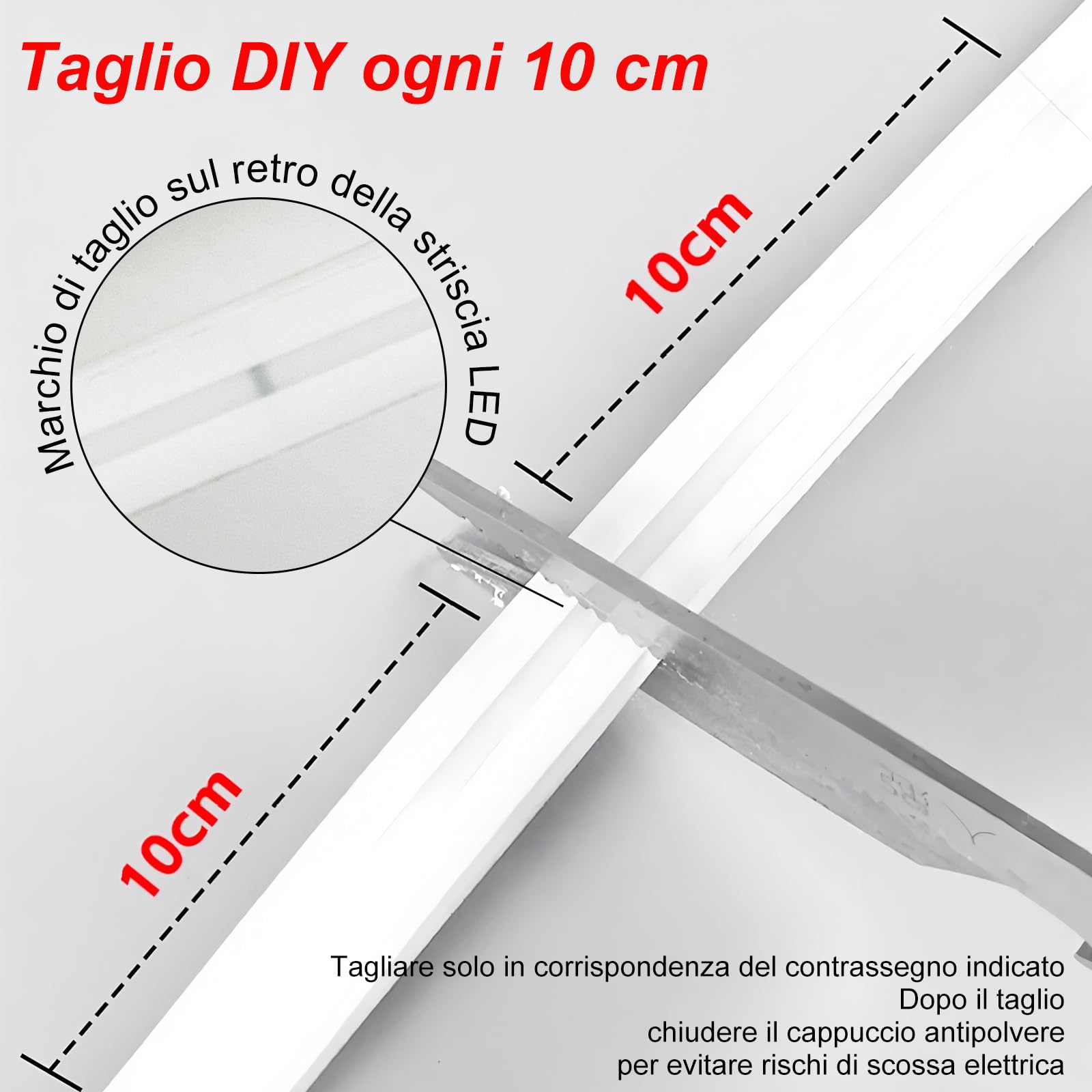Striscia LED COB 220V IP65,per Interni ed Esterni(3000K, led striscia 10m) | 240 LED/m per una luce continua da circa 780 lm/m con consumo di 10 W/m; flessibile e adatta a cucina, camera, bar e terrazza
