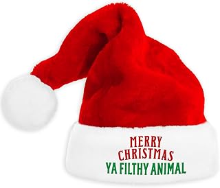 Funny Christmas Hat, Home Alone Santa Hat, Merry Christmas Ya Filthy Animal, Holiday Hats for Xmas Party Supplies, Winter Head Wear for Adults Kids Women Men, White Elephant Gifts Stocking Stuffers