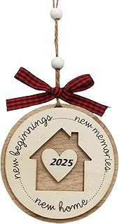 New Home Gifts,House Warming Gifts New Home,2025 New-Beginnings Housewarming Gift Ideas Ornaments Hanging Decoration Delicate Plaque Moving Houses Present Wooden Hang Ornament for Couple,Women,Friend