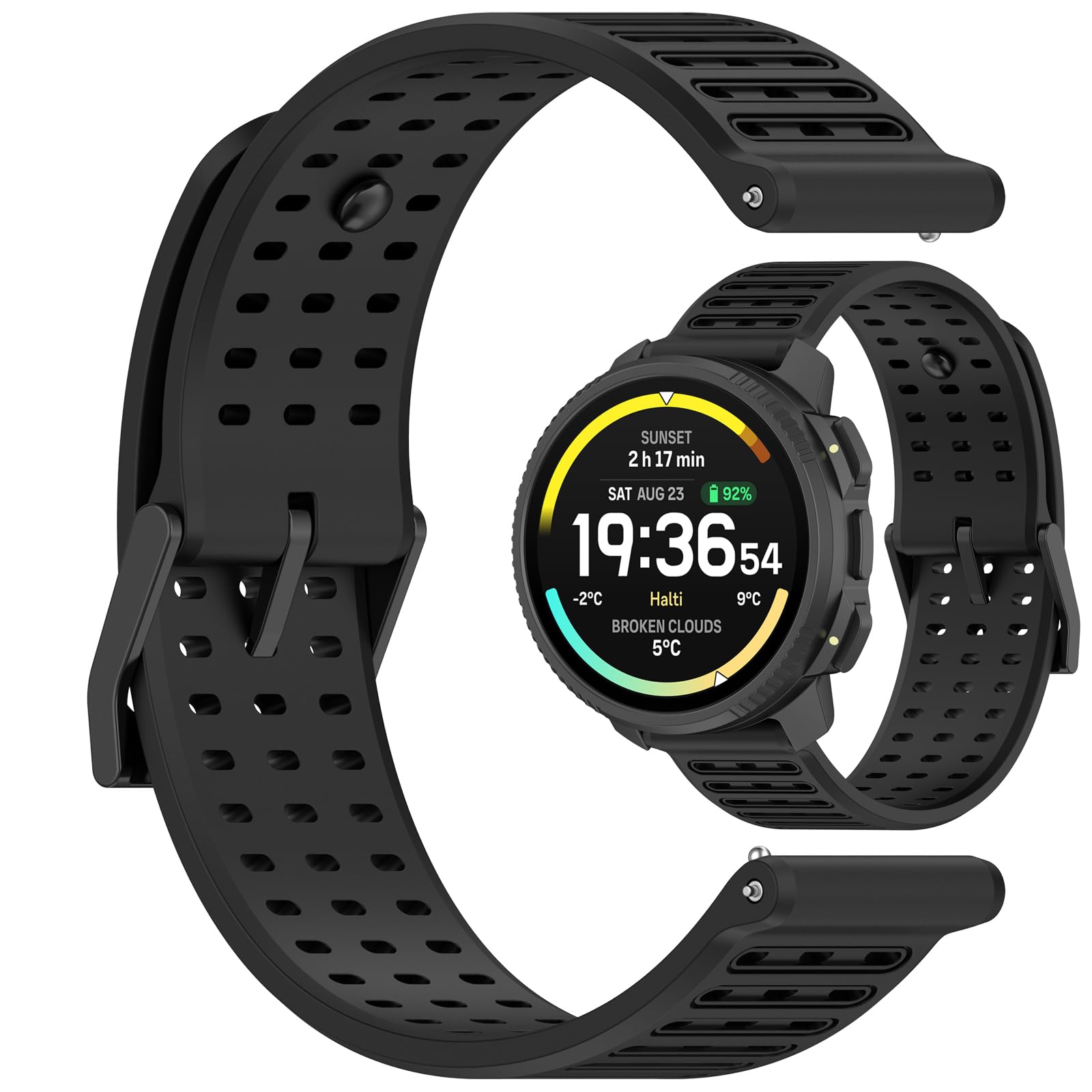 Compatible with Suunto Vertical 2/Race 2/RUN/Race S/9 Peak Pro/9 Peak Replacement Band Silicone Wrist Strap Bracelet Soft And Durable with Quick Release Smartwatch Accessorie(22mm/Black)