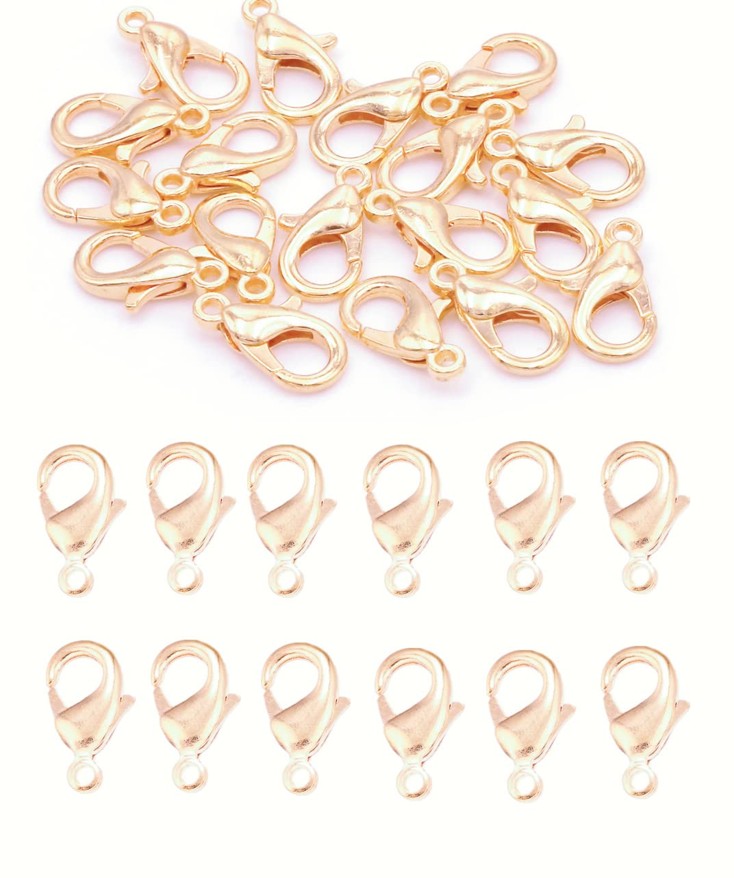 MSCFTFB 300 Pieces Mini Lobster Clasps Metal Lobster Claw Clips Fastener Hooks for Bracelet Necklace Choker Jewelry Making Findings DIY Keychain Bag Phone Dangle Charms (6x12mm,Champagne Gold)