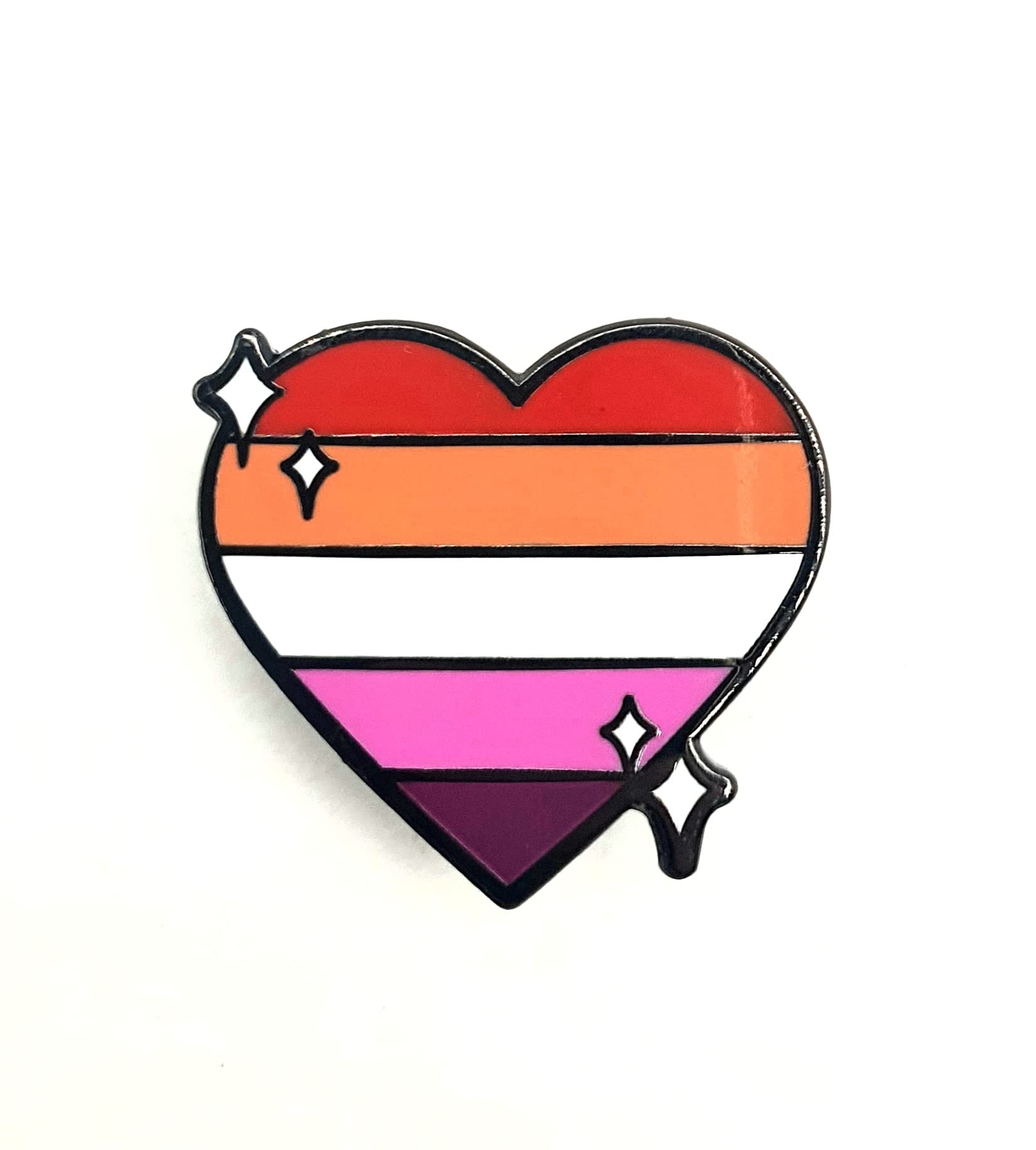 Lesbian Pride Flag Love Is Love Heart Metalowa emaliowana przypinka odznaka, Metal
