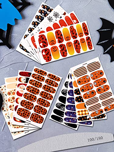 EBANKU 12 Blatt Halloween Nagelsticker, Full Wraps Nagellack Aufkleber, Nagelkunst Sticker, Selbstklebende Nagelfolie, Nail Art Aufkleber Mode DIY Dekoration Nagelsticker – Bild 5
