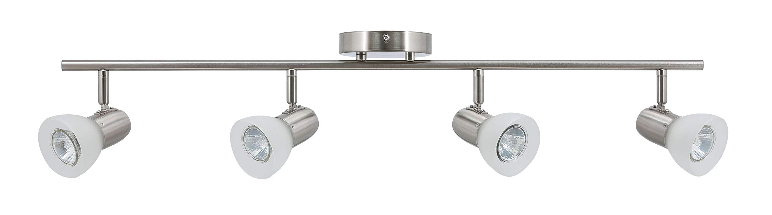 XiNBEi Lighting Track Light, Modern Fixed Rail Lighting with Glass, 4 Light Kitchen Ceiling Light Brushed Nickel XB-TR1237-4-BN