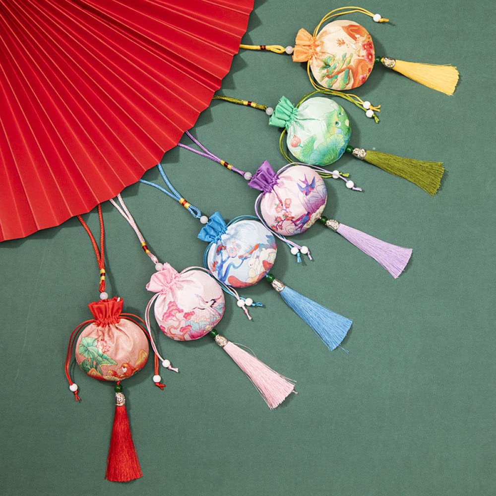 Amazon.co.jp: 巾着袋4個の小さなサシェバッグブロケードポーチ