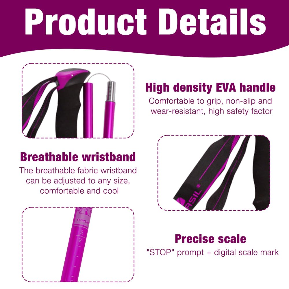 Walking Poles, 2 PCS Collapsible Hiking Poles, Foldable Trekking Poles110-125CM Adjustable,Telescopic - Image 3