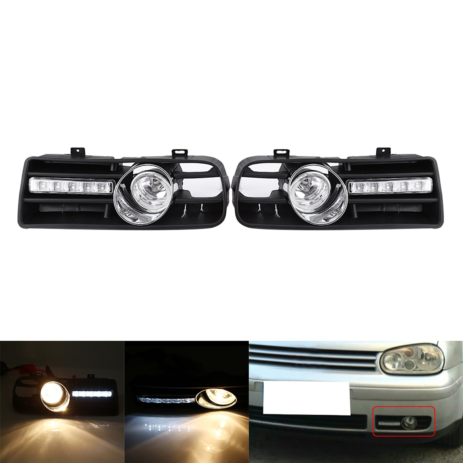Coppia di Lampade DRL a LED per Fendinebbia H3 per TDI MK4 1997-2006