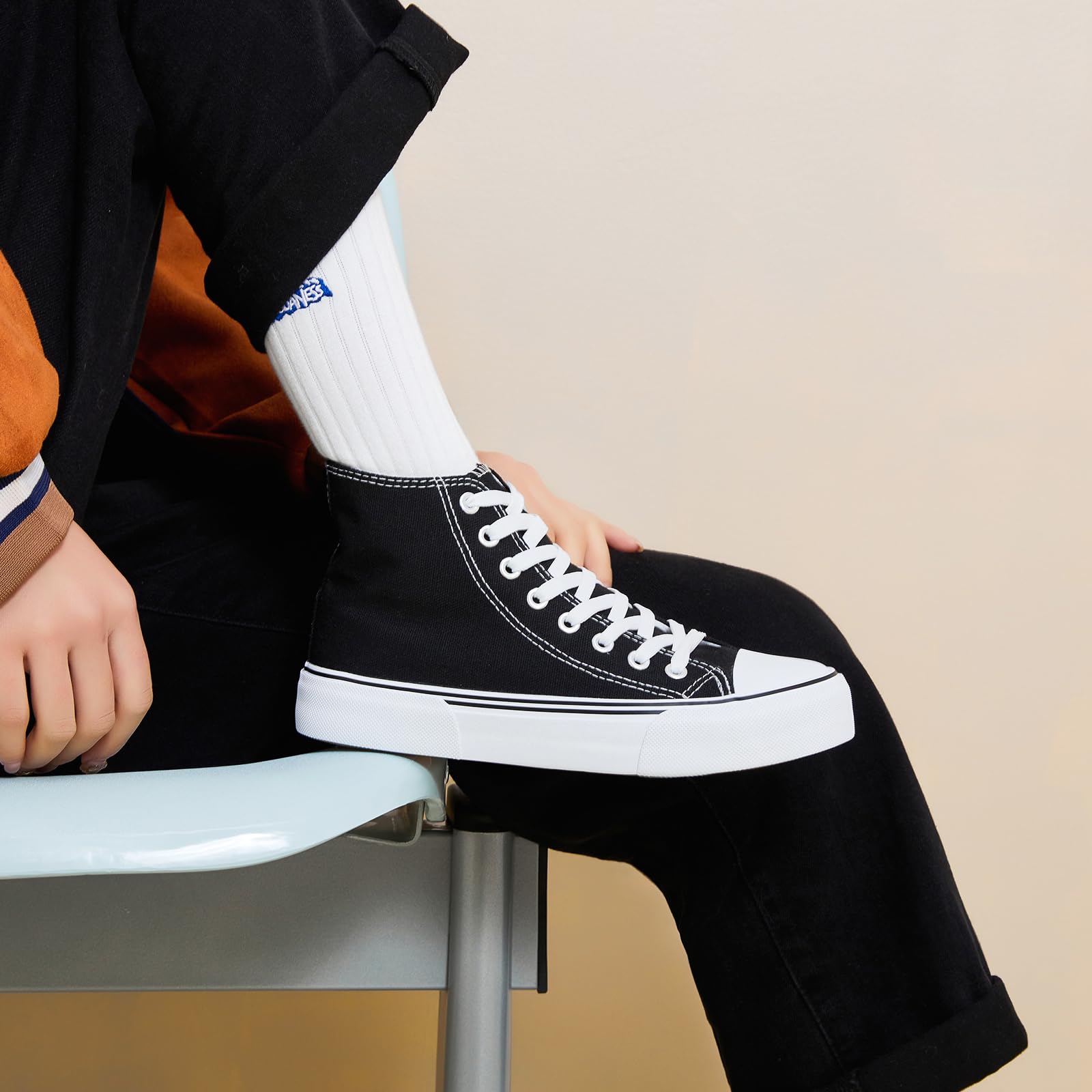 hash bubbie High Top Sneakers for Women Classic High Tops Canvas Shoes Lace up Women's Fashion Sneaker