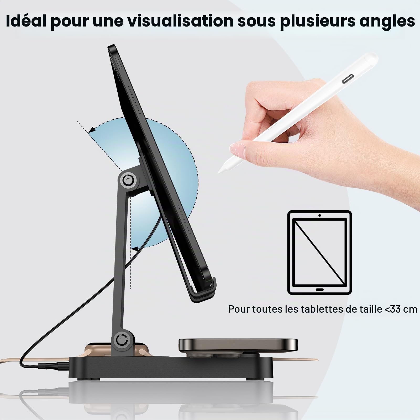 Chargeur sans Fil pour Apple, Station de Recharge sans Fil pour iPhone 16/15/14/13/12/11, Chargeur pour Apple Watch 10/9/8/7/6/SE/5/4/3, Chargeur pour Air Pods 4, Support pour iPad Pro/Mini/Air