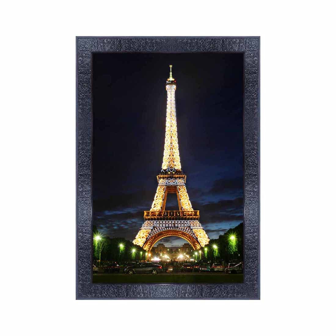 pnf Poster And Frames Eiffel Tower Portrait Scenery Wooden Photo Frame With Acrylic Sheet | Living Room, Bedroom | Home Decoration Item | Best Gifting Option (10x14inch Multicolour,Synthetic) 8397
