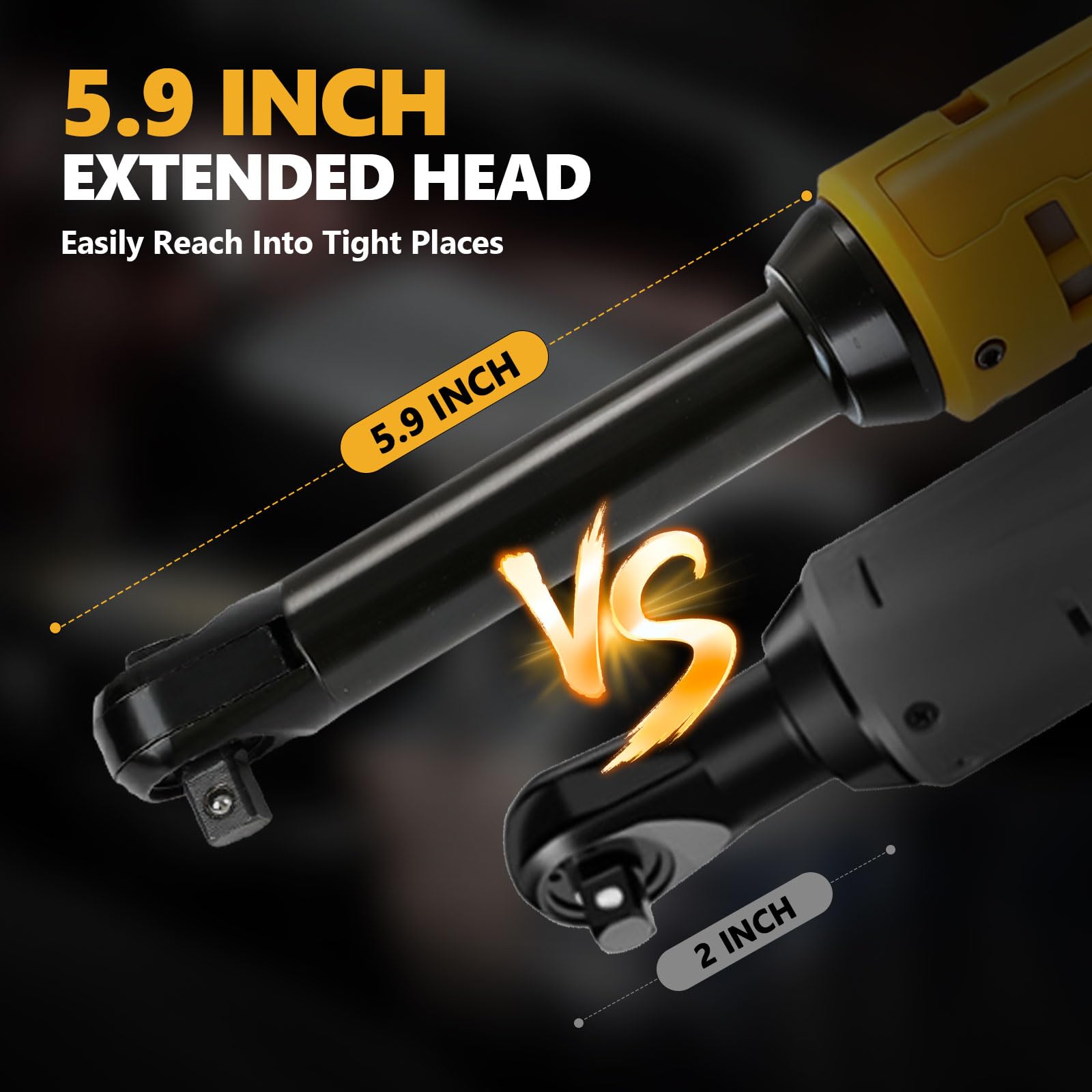 Chiave a cricchetto migliorata a batteria da 3/8" per batteria Dewalt 18 V 20 V, 80 N.m, 320 giri/min, velocità variabile, chiave a cricchetto elettrica allungata con illuminazione a LED