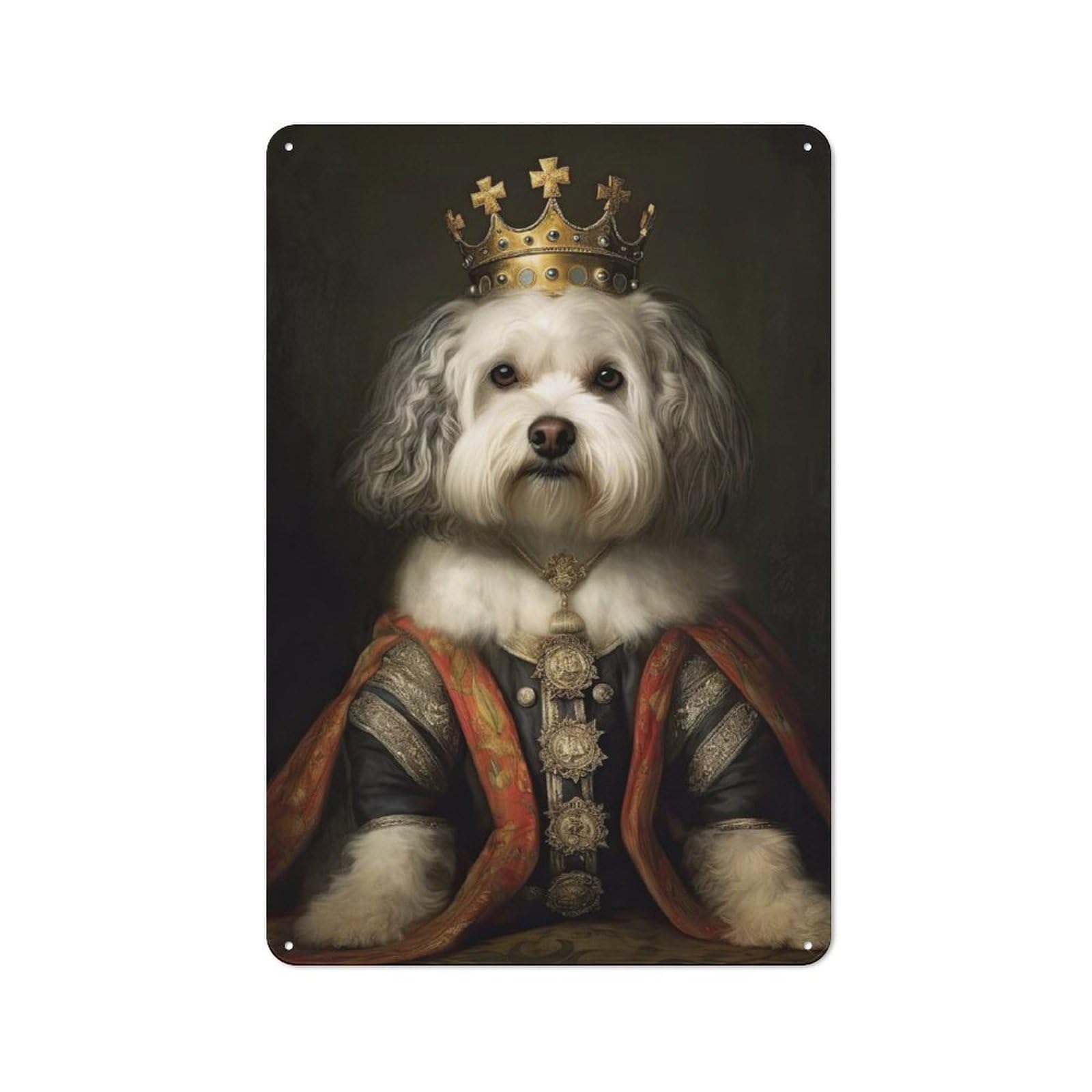 Junmoney Style-6 Farmhouse Metal Sign With Havanese The King Design 30X20cm, Rustic Rustic Kitchen Decor For Dining Room, Cafe, Entryway Or Family Room