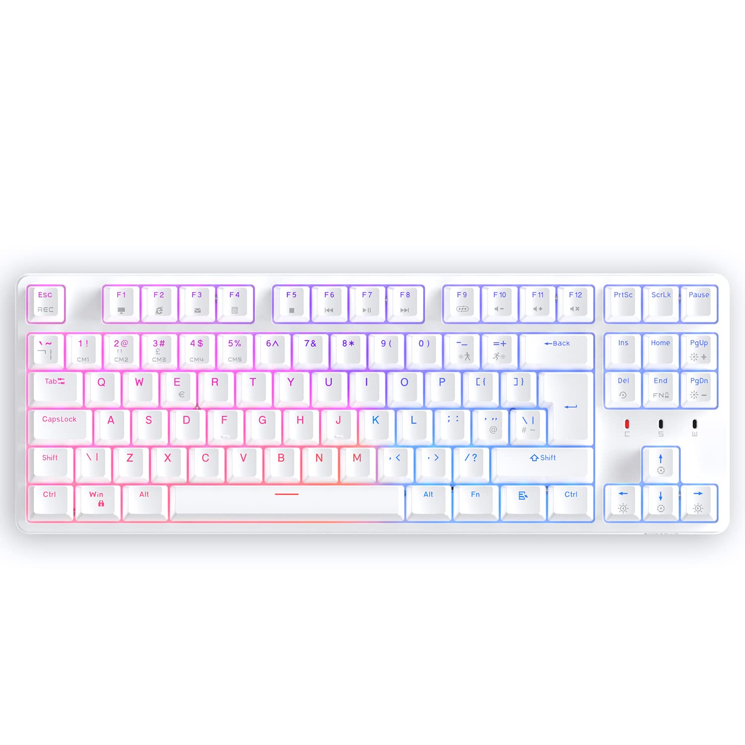 CIY Mechanical Gaming Keyboard+Magnetically Detachable Upper Cover+RGB LED Rainbow+TENKEYLESS (88 Key)+Hot Swap Switches (White and Red Switch)