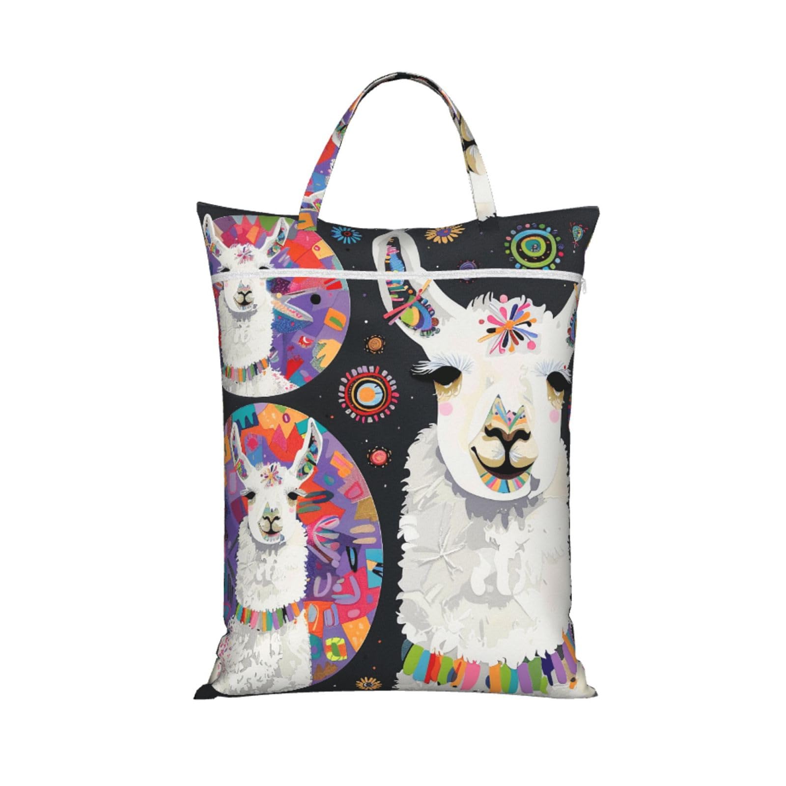 Large Travel Laundry Bags,Llama Alpaca Print with Handle Foldable Laundry Bag for Holidays Gym Swimming and Family Trips, 1Pcs