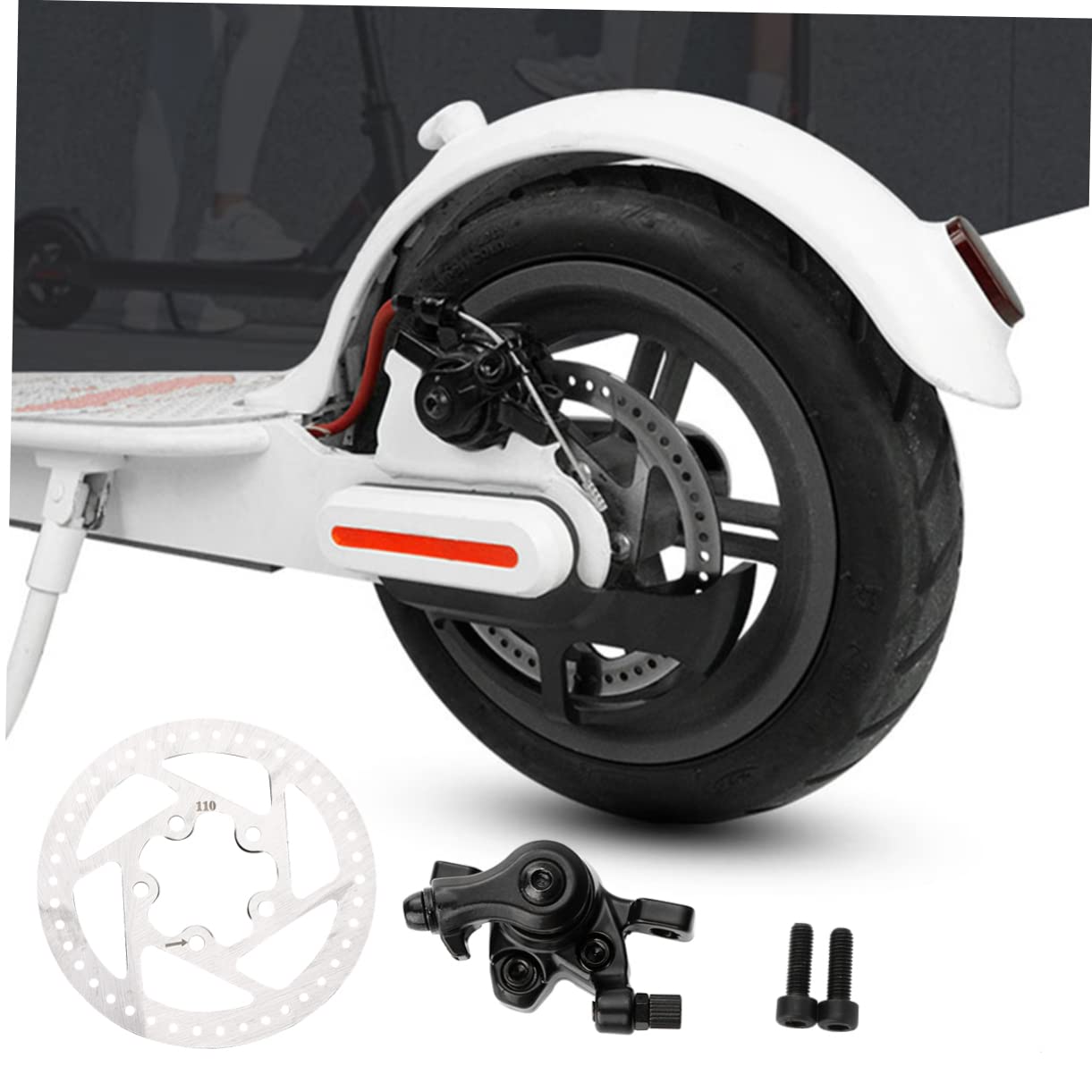 Kit Freno a Disco per Monopattino Elettrico M365 Bianco | Metallo, Robusto e Facile da Installare, Ricambio per Scooter, Accessorio Hardware