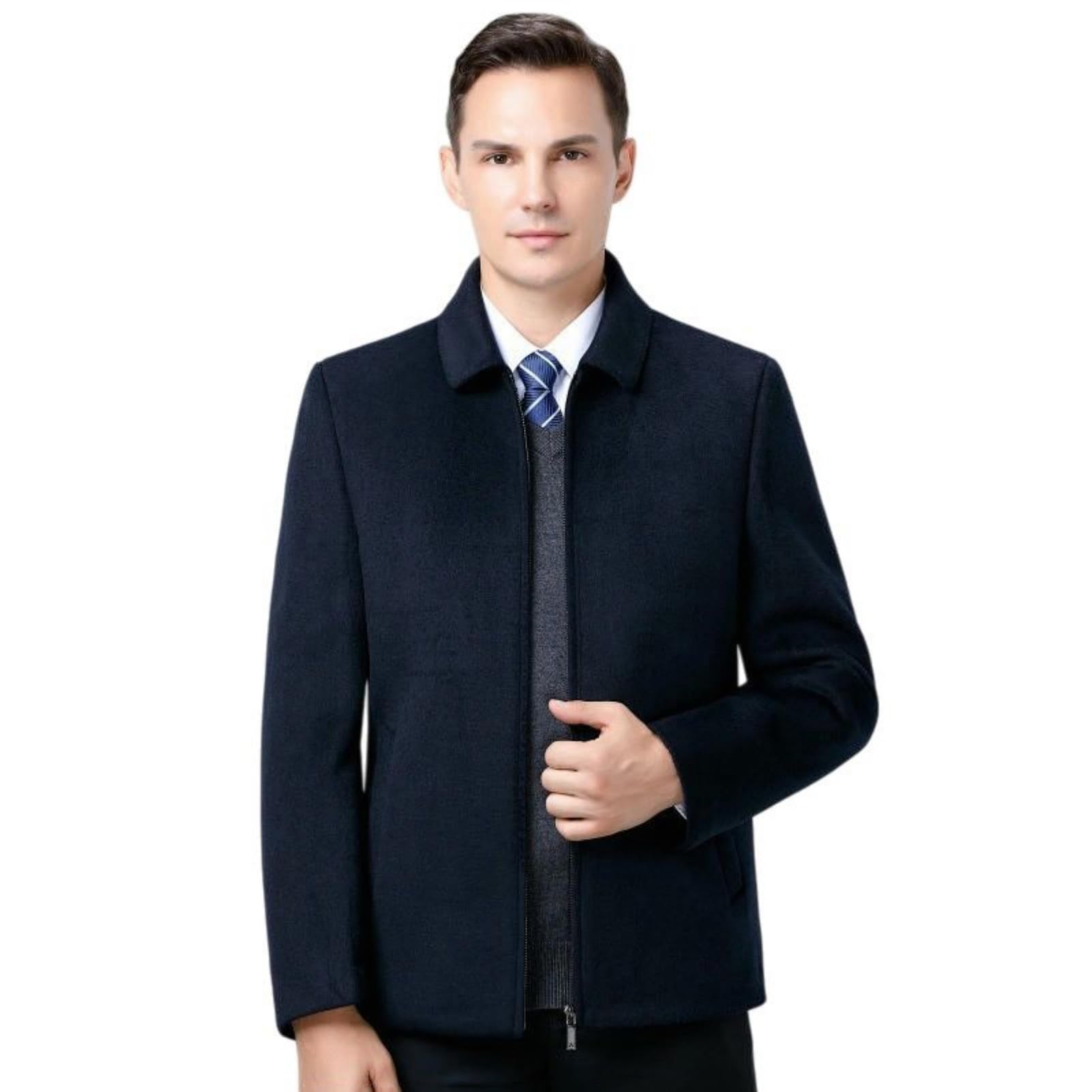 Cappotto corto da uomo in lana di cashmere double face con risvolto corto autunno inverno