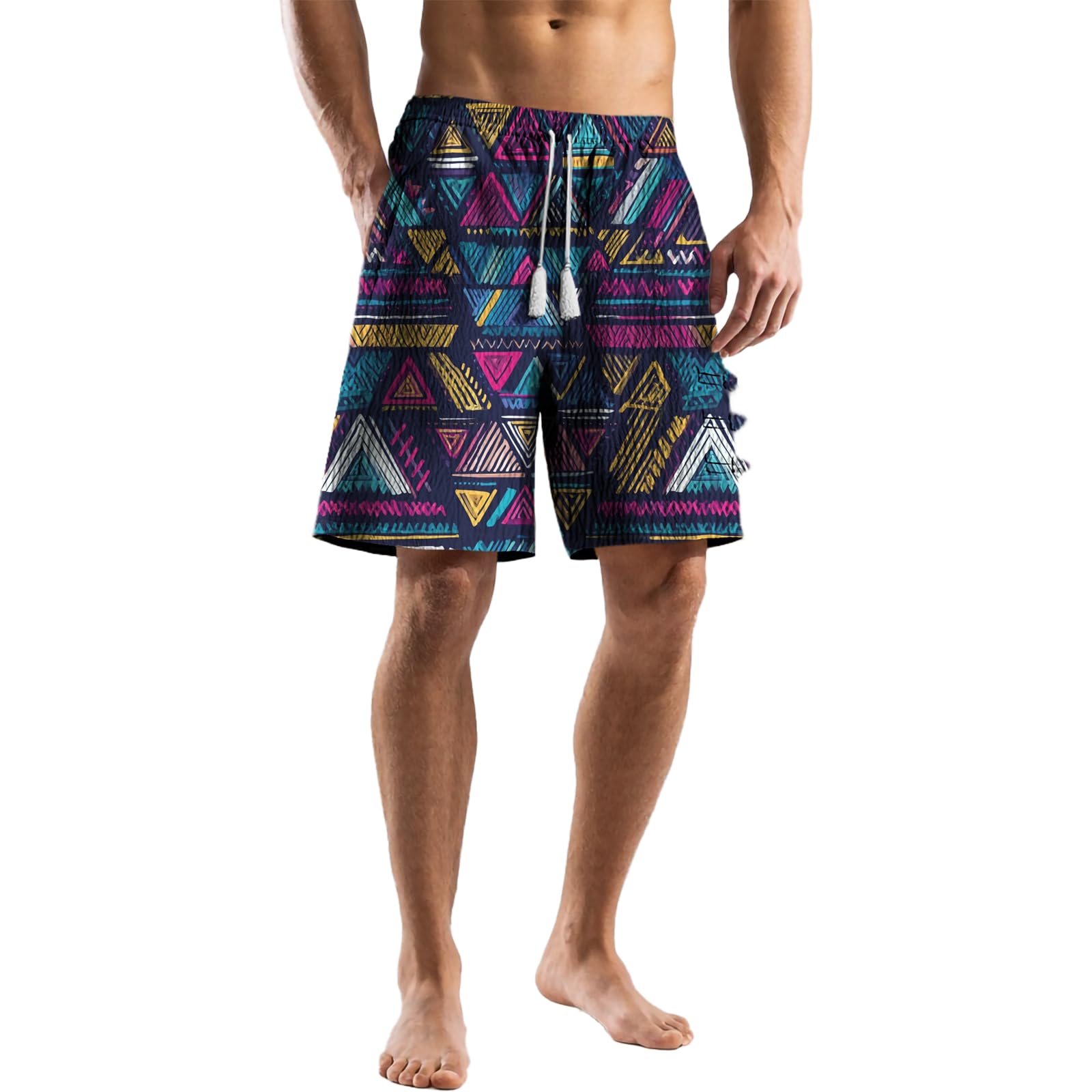 MARSVOVO Trendy Mens Casual Shorts Lounge Soft Drawstring Elastic Wide Leg Pants Vacation Shorts with Pockets