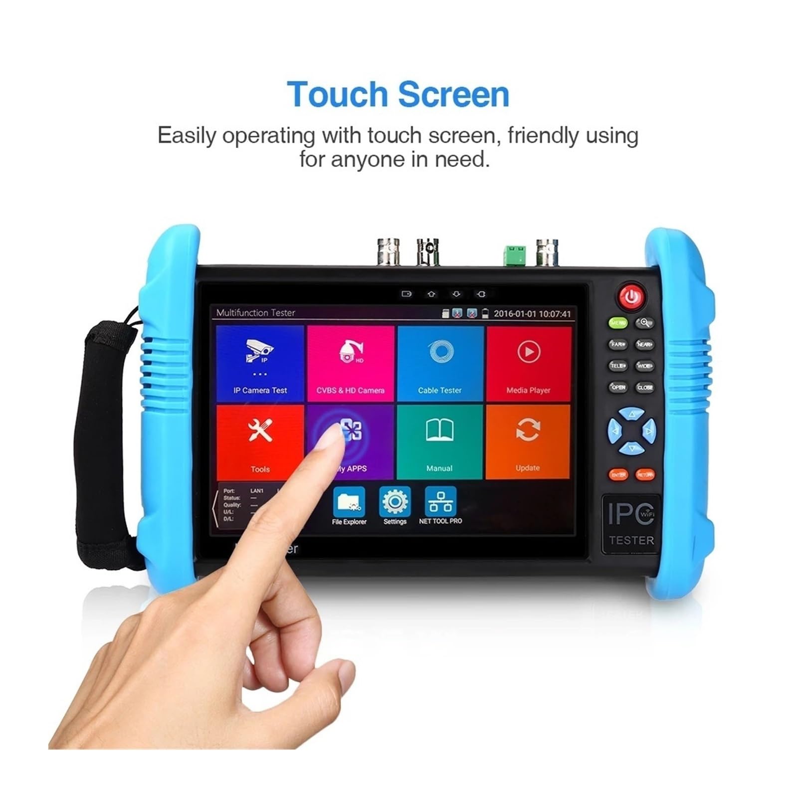 Tester CCTV, Tester for telecamera di sicurezza CCTV 6 in 1 da 7 pollici, supporta TVI8MP, CVI8MP, AHD8MP, EX-SDI8MP, tester portatile con uscita 12V