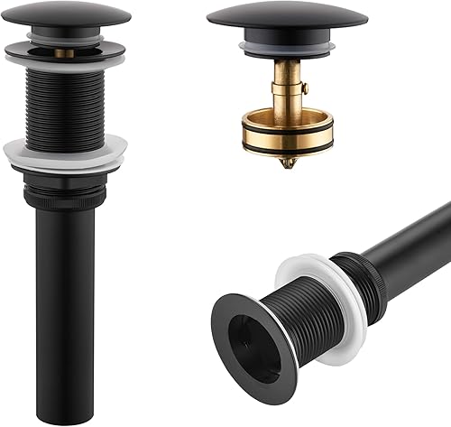 Miniatura 1 de KOKOSIRI C1002BK - Drenaje desplegable para fregadero de baño con cesta coladora, color negro mate con recogedor de pelo desmontable,