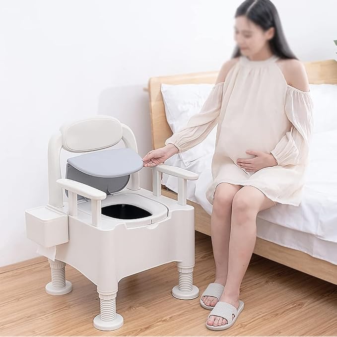 Silla multifuncional para inodoro elevado, baño y ducha, portátil y ajustable en altura, para ancianos y mujeres embarazadas (color azul claro) miniatura 2