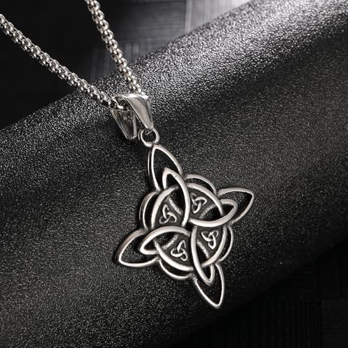 NIGHTCRUZ 2PCS Witch Knot Necklace, Celtic Knot Pendant with Triquetra Trinity, Stainless Steel Necklace for Women3
