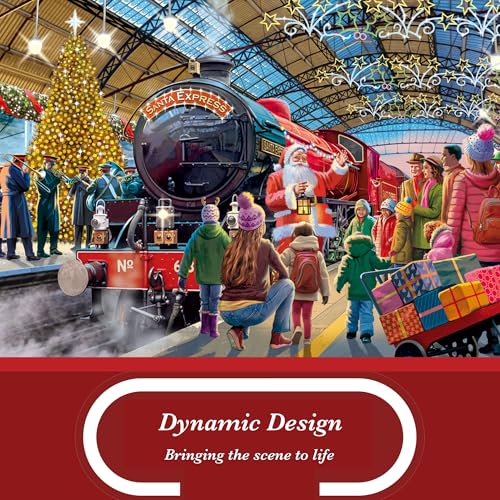 Falcon Santa at the Station, 1000 Piece Jigsaw Christmas Puzzle for Adults, Beautifully Illustrated 1000Pc Xmas Jigsaw Puzzle - Image 4