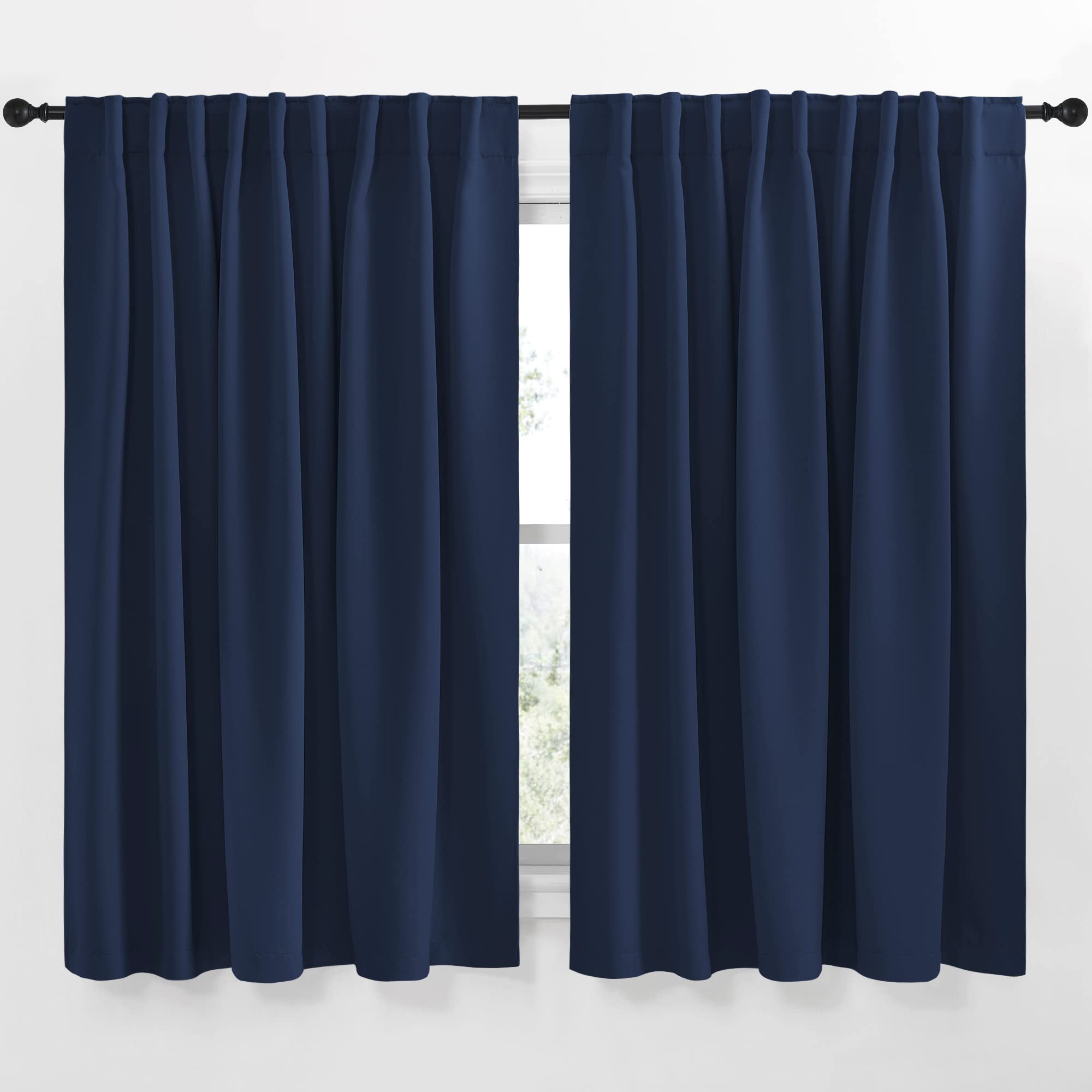 nicetown vertical blinds window curtain panels - (navy blue color) 70 by 63 inches, set of 2 panels, energy saving blackout curtains for hall room