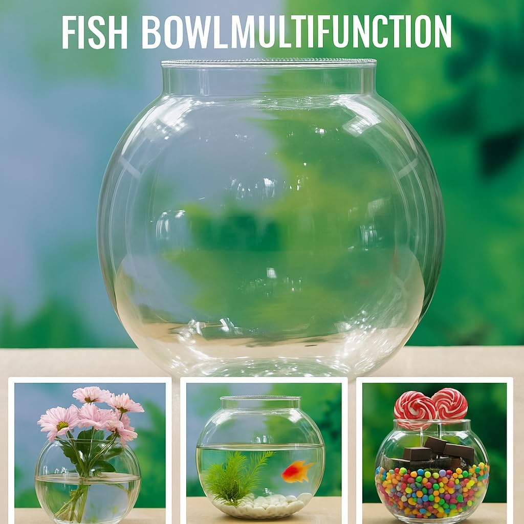 AAMU Moon Crystal Clear Zig Zag Neck Bowl Aquarium, Round Collar