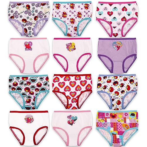 Sesame Street Girls 12pk Countdown Box of 100% Cotton Toddler Panty with Success Chart & Stickers for Potty Training Fun