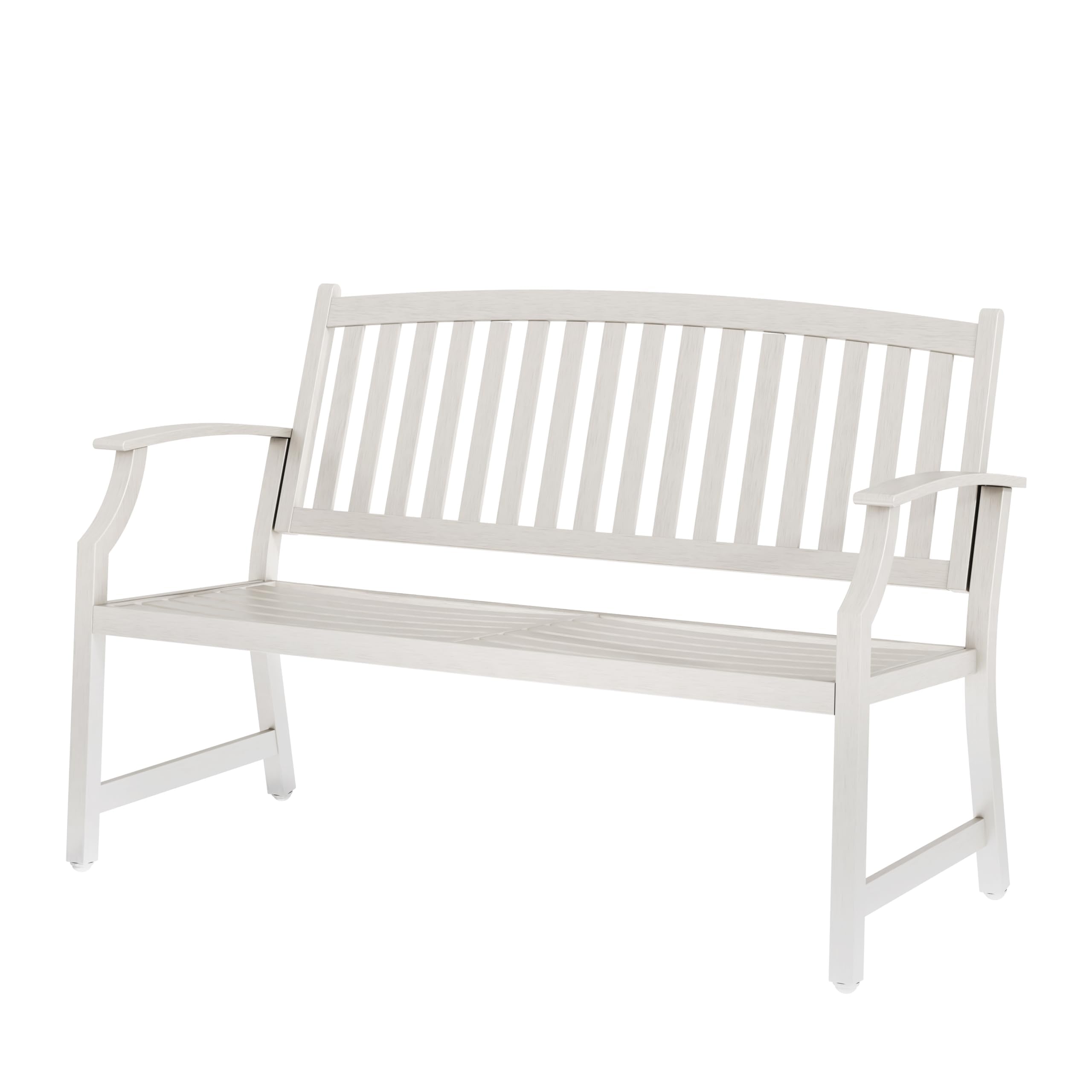 Grand patio Garden Bench, Outdoor Bench with Anti-Rust Steel Metal Frame, Stamped Pattern, Choice of Colours, Suitable for Indoor, Outdoor, Patio, Park (Farmhouse, White)Global Recycled StandardGlobal Recycled StandardGlobal Recycled Standard