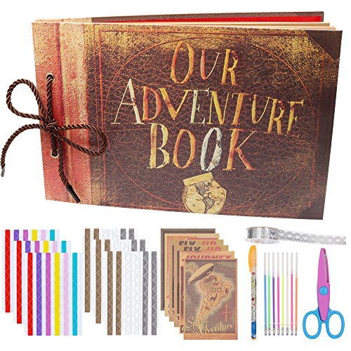 Ablus DIY Photo Album Scrapbook Our Adventure Book for Various Size Photos Wedding Anniversary Couples Family Friends Graduation Travel Memory