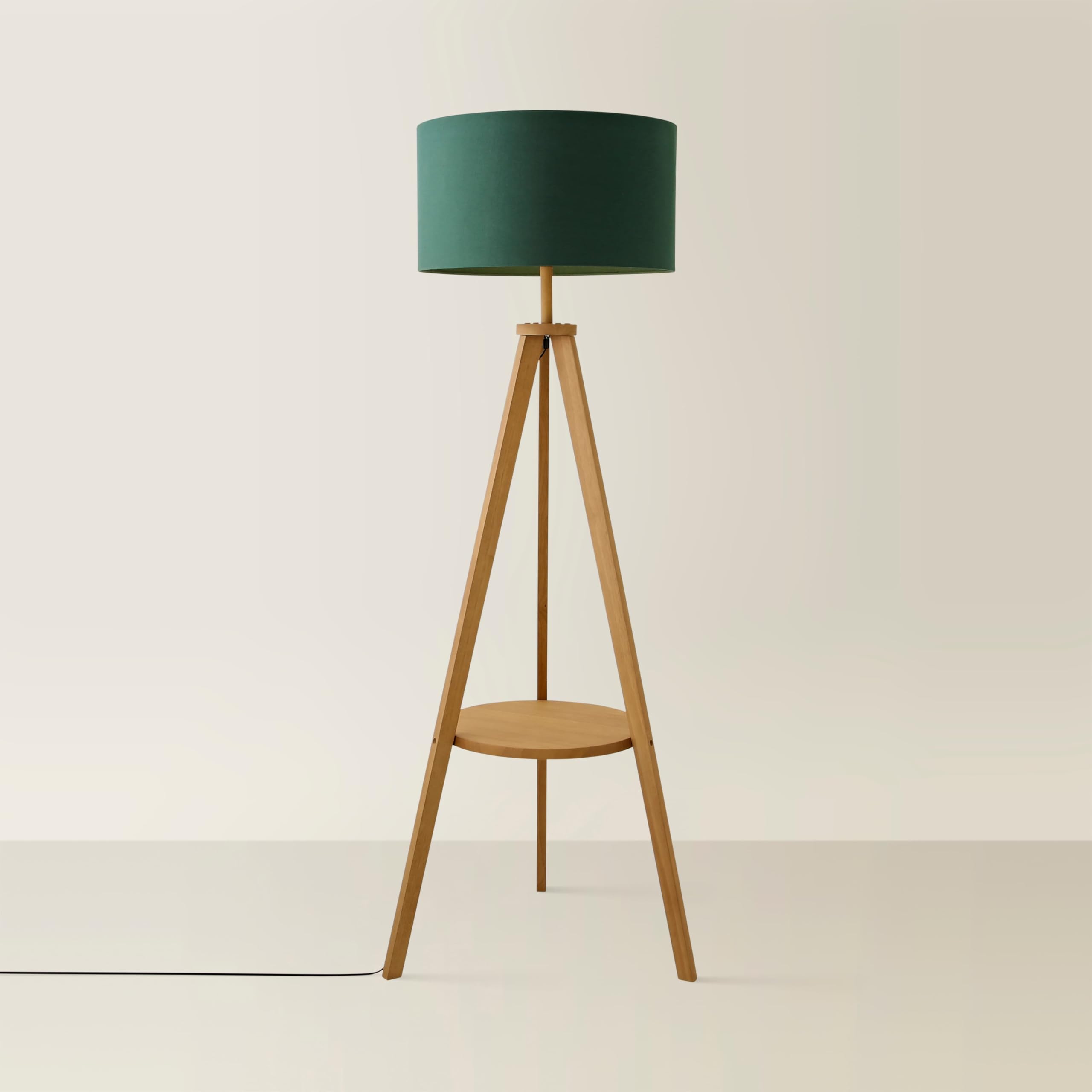 ValueLights | Morrigan Rich Wood Tripod Floor Lamp with Forest Green Drum Lamp Shade | Floor Lamps, Home Décor & Improvement Essential