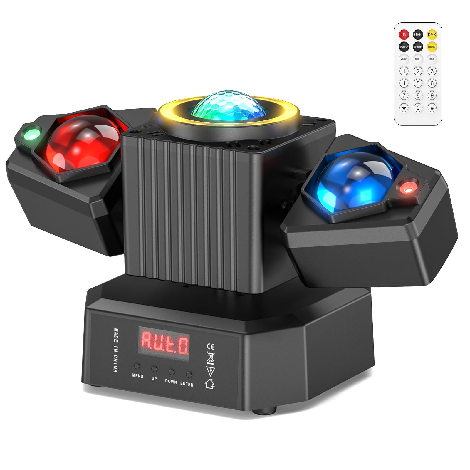 65W Mini Teste Mobili LED con Telecomando,Effetti 4 in 1 Fascio RGBW,Moving Head Luci da Palco Controllo DMX512,Luci Stroboscopica Palcoscenico per Festa Discoteca DJ Bar Matrimoni