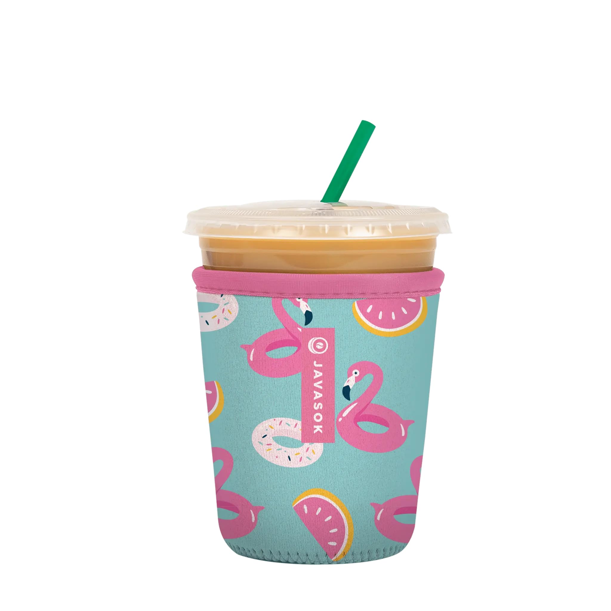 Sok It JavaSok Iced Coffee &amp; Cold Soda Insulated Neoprene Cup Sleeve (Poolside Perfection, Small: 16-20oz)