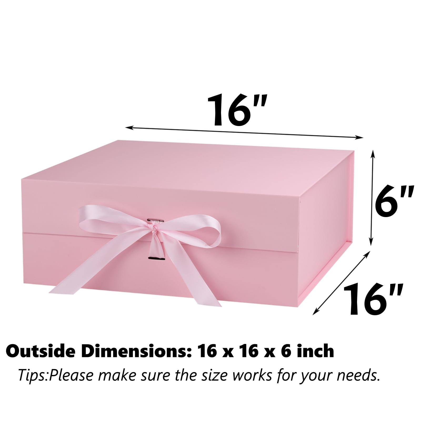 OEMVALATY Boîte cadeau magnétique rose 40,6 x 40,6 x 15,2 cm avec couvercle et ruban pour cadeaux, mariage, Noël, Halloween, anniversaire