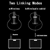 Vista 5 de Pastilla inalámbrica para guitarra acústica magnética recargable y micrófono pastilla de boca de sonido para guitarra acústica con control de Negro